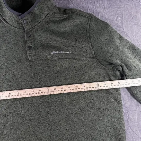 Eddie Bauer Sweater Men's XL Green 1/4 Button - Picture 2 of 6